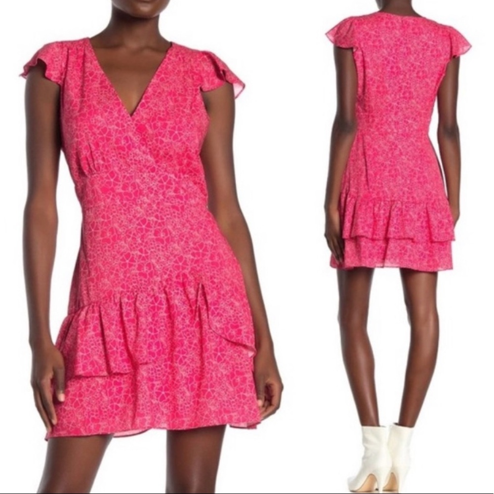 NWTO Parker Pink Ruffle Sleeve Floral Mini Dress